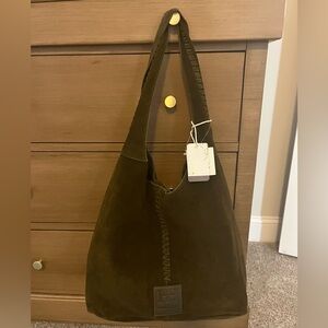 Haute Hippie Dark Brown Suede Hobo Bag